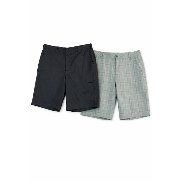 Fila + Pebble Beach Other - Mens Performance Golf Shorts Lot of 2 Size 36 Black Cargo and Gray Plaid NWT